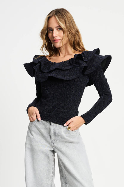 POM Amsterdam Tops Black / 34 TOP - Glitter Noir