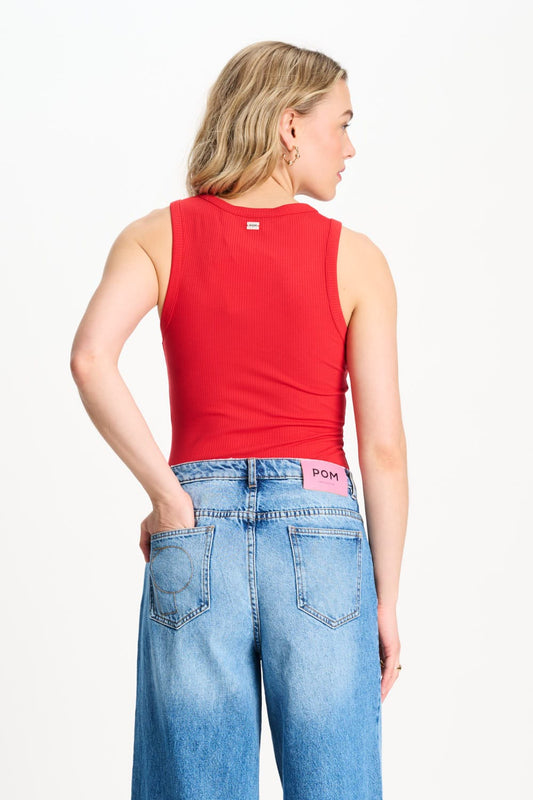 POM Amsterdam Tops TANKTOP - Rib Bloom Red