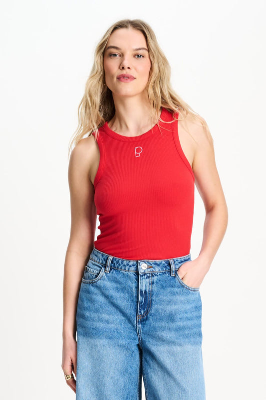 POM Amsterdam Tops TANKTOP - Rib Bloom Red