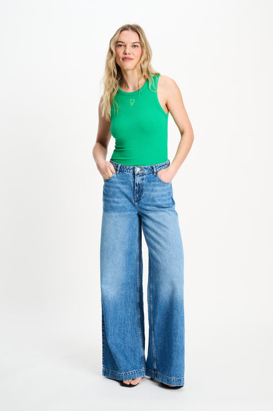 POM Amsterdam Tops TANKTOP - Rib Palm Green