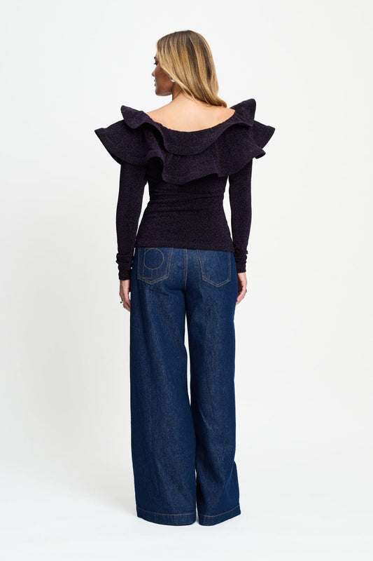 POM Amsterdam Tops TOP - Billie Shimmer Dark Plum