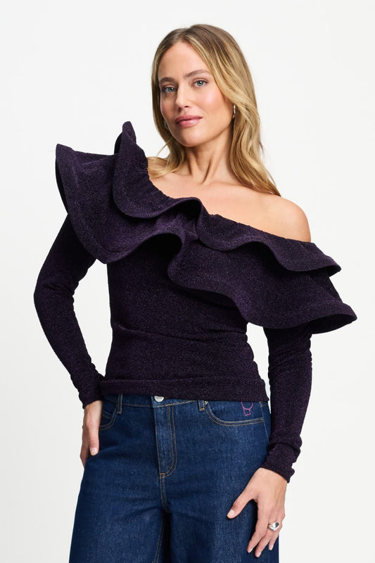 POM Amsterdam Tops TOP - Billie Shimmer Dark Plum