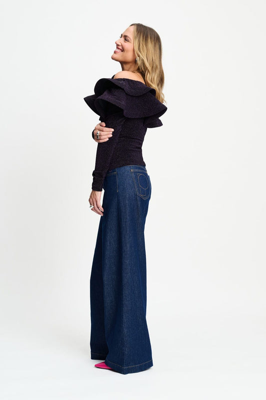 POM Amsterdam Tops TOP - Billie Shimmer Dark Plum