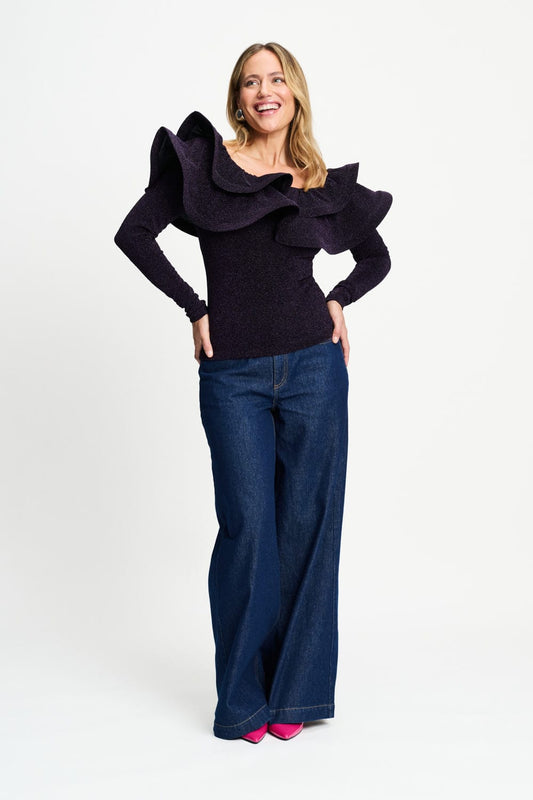 POM Amsterdam Tops TOP - Billie Shimmer Dark Plum