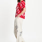 POM Amsterdam Tops TOP - Crinkle Bubble Bloom Red