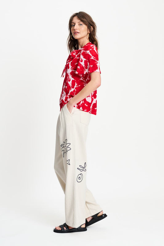 POM Amsterdam Tops TOP - Crinkle Bubble Bloom Red