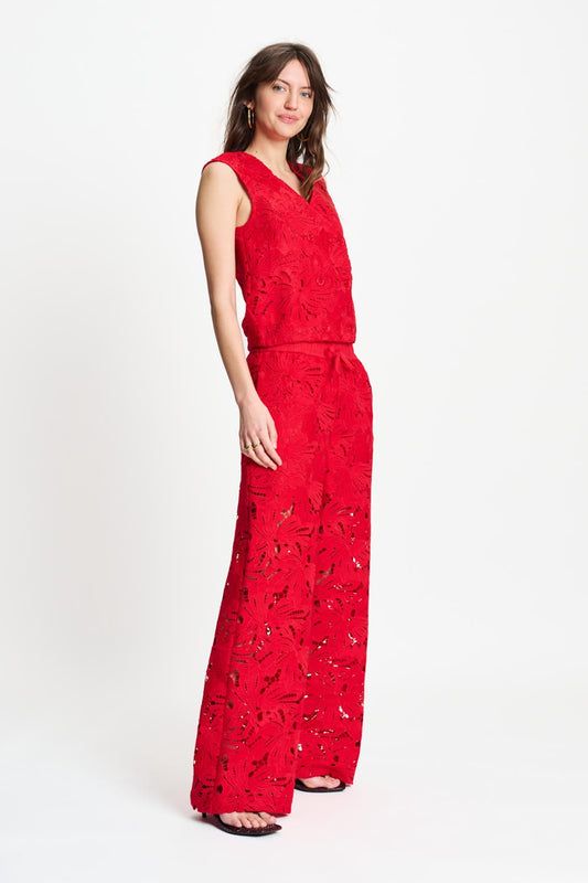 POM Amsterdam Tops TOP - Lace Bloom Red