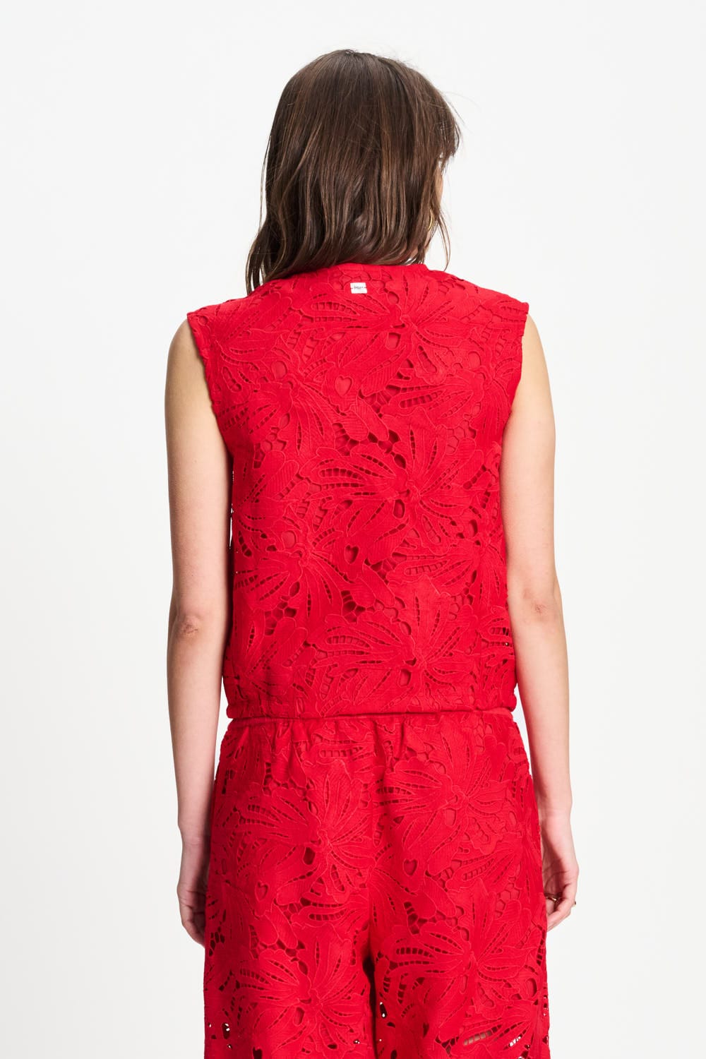 POM Amsterdam Tops TOP - Lace Bloom Red