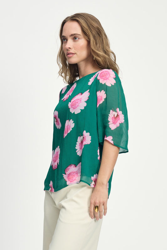 POM Amsterdam Tops TOP - Meadow Flowers Green