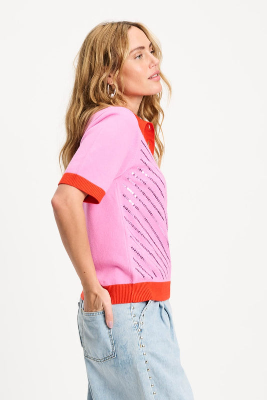 POM Amsterdam Tops TOP - Polo Sequins Cheering Pink