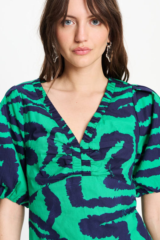POM Amsterdam Tops TOP - Poplin Waves Green