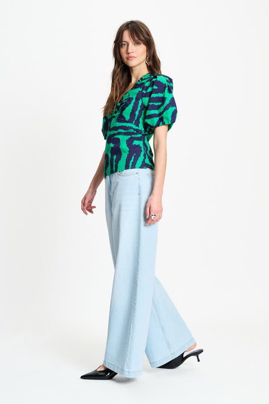 POM Amsterdam Tops TOP - Poplin Waves Green