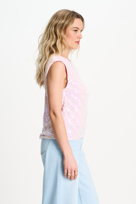 POM Amsterdam Tops TOP - Sequins Shell Pink
