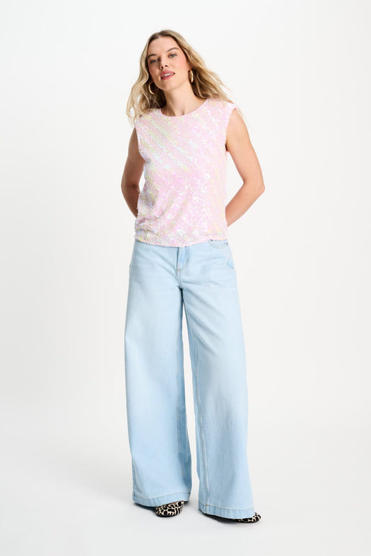 POM Amsterdam Tops TOP - Sequins Shell Pink