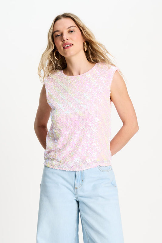 POM Amsterdam Tops TOP - Sequins Shell Pink