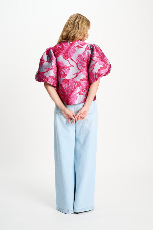 POM Amsterdam Tops TOP - Urban Flora Blue Jacquard