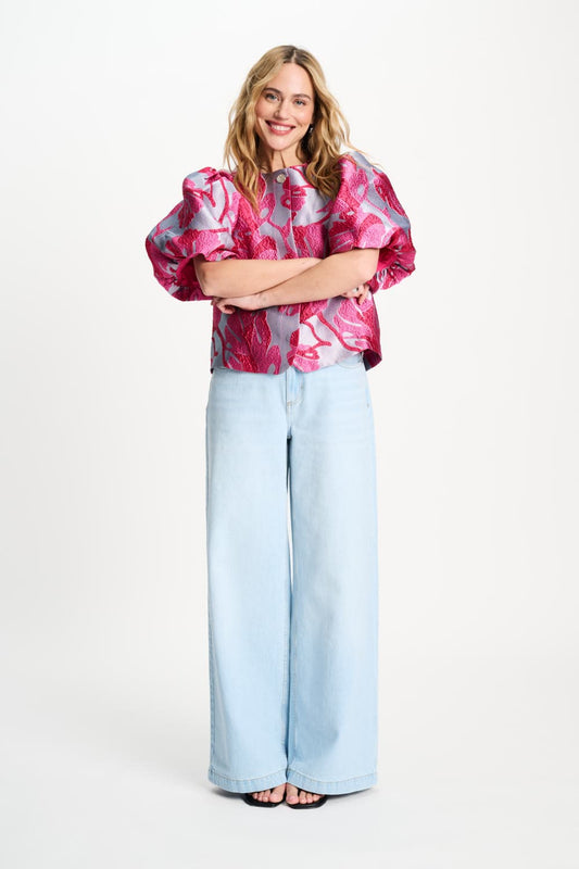 POM Amsterdam Tops TOP - Urban Flora Blue Jacquard