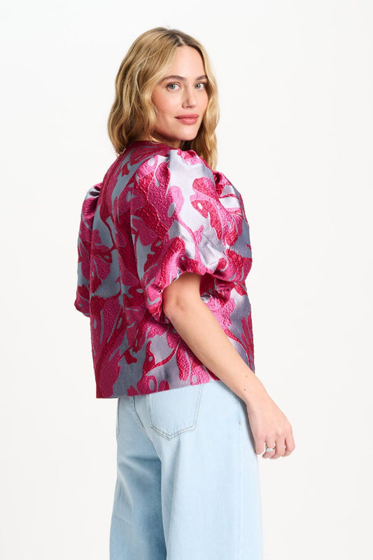 POM Amsterdam Tops TOP - Urban Flora Blue Jacquard