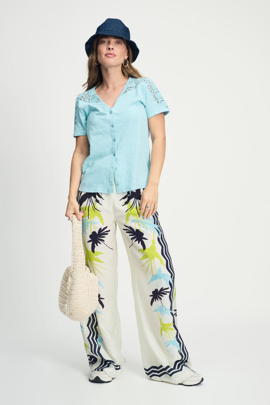 POM Amsterdam Tshirts T-SHIRT - Ellen Sky Blue