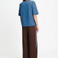 POM Amsterdam Tshirts T-SHIRT - Tyra Striped Brown Blue
