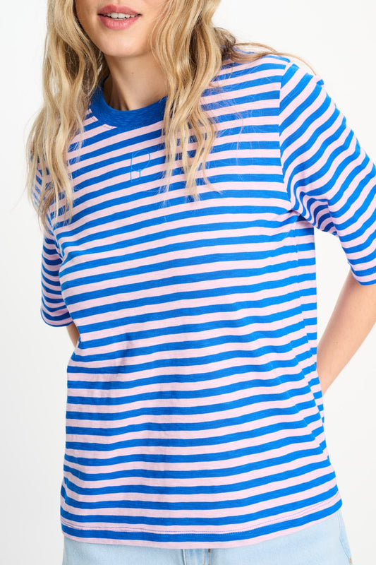 POM Amsterdam Tshirts TSHIRT - Stripe Blue Pink