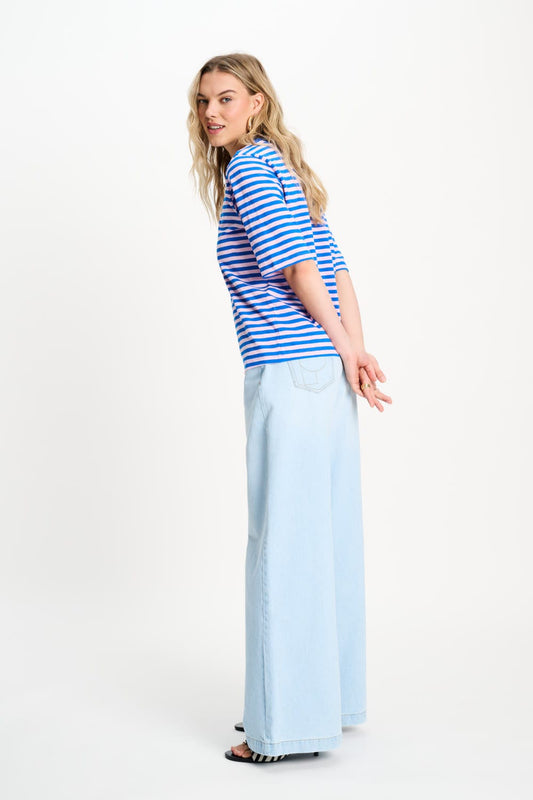 POM Amsterdam Tshirts TSHIRT - Stripe Blue Pink