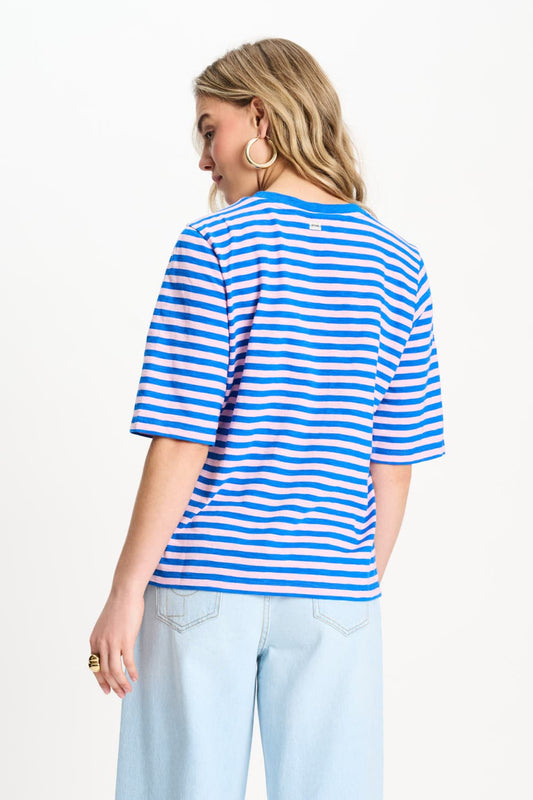 POM Amsterdam Tshirts TSHIRT - Stripe Blue Pink