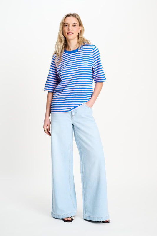 POM Amsterdam Tshirts TSHIRT - Stripe Blue Pink