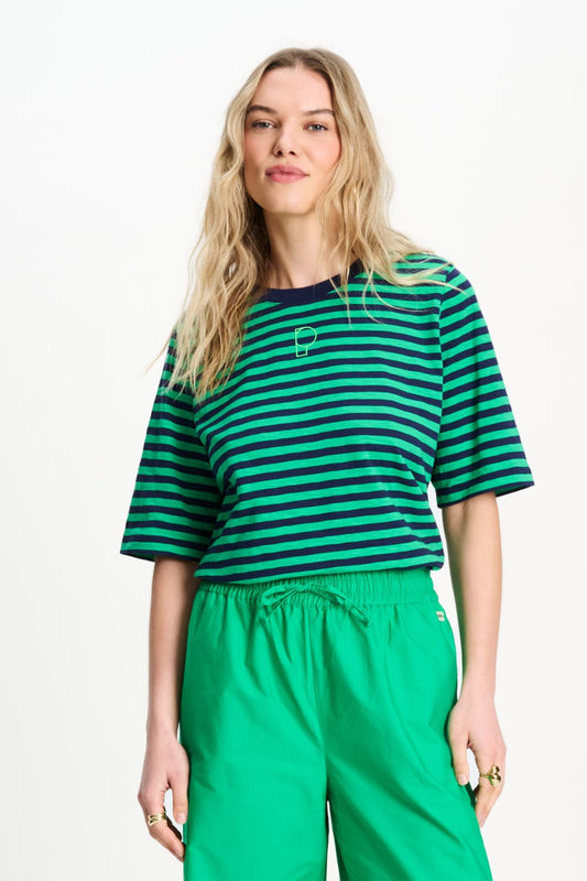 POM Amsterdam Tshirts TSHIRT - Stripe Green Blue
