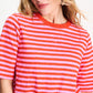 POM Amsterdam Tshirts TSHIRT - Stripe Orange Pink