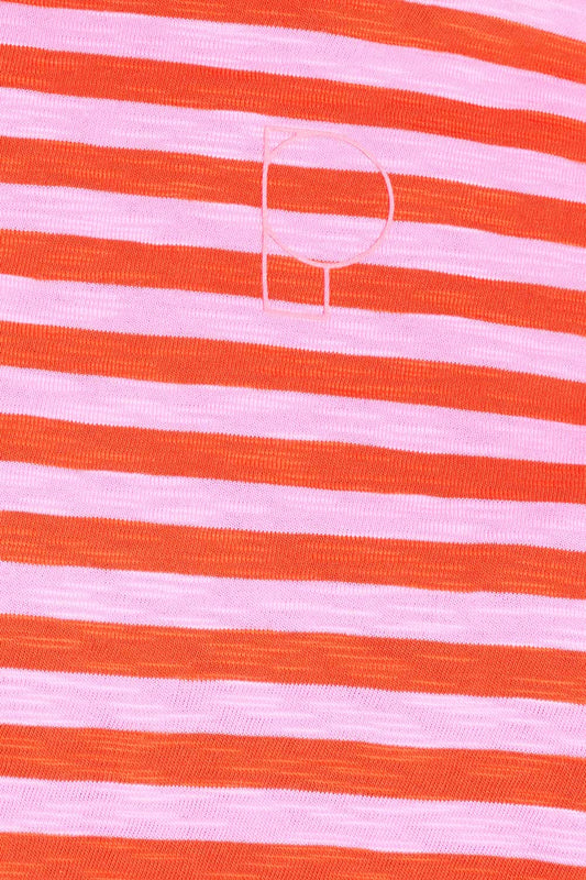 POM Amsterdam Tshirts TSHIRT - Stripe Orange Pink