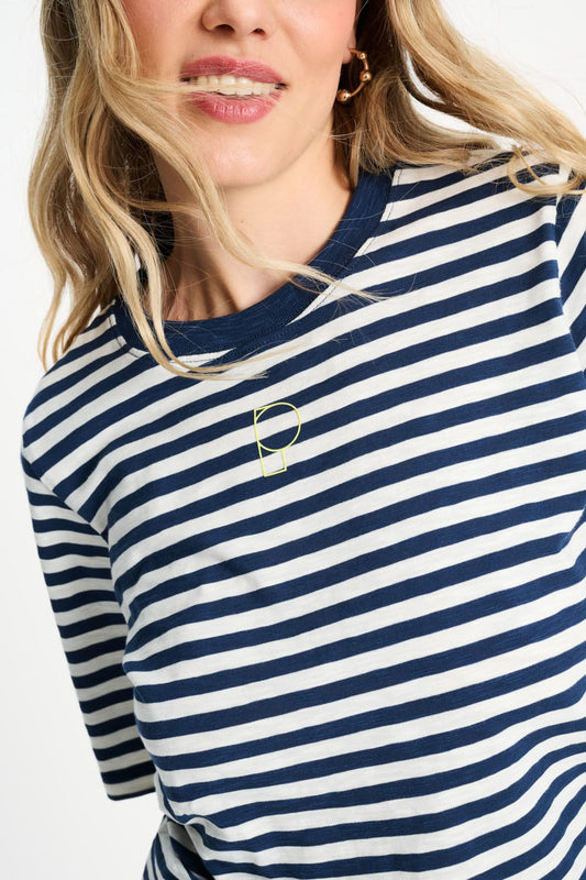 POM Amsterdam Tshirts TSHIRT - Striped Blue White