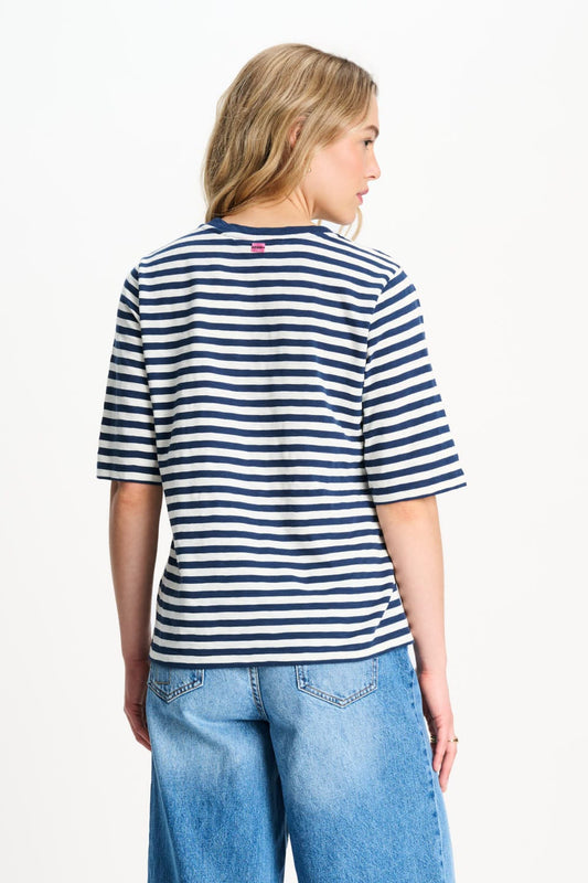 POM Amsterdam Tshirts TSHIRT - Striped Blue White