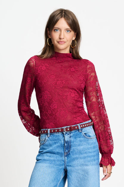 POM Amsterdam Turtlenecks Red / 34 TURTLENECK - Ruby Lace Burgundy Red