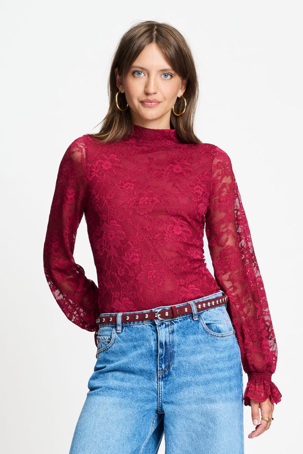 Bordeauxrode kanten turtleneck van POM Amsterdam