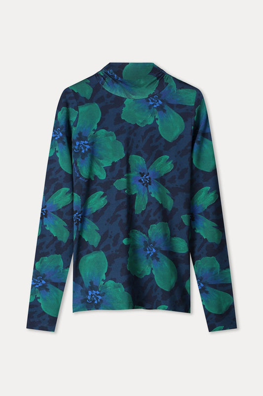 POM Amsterdam Turtlenecks TURTLENECK - Romi Jersey Bloom Teal Green