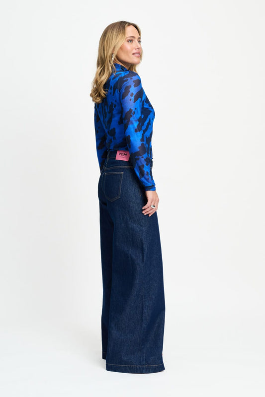 POM Amsterdam Turtlenecks TURTLENECK - Romi Mesh Animal Eternal Blue