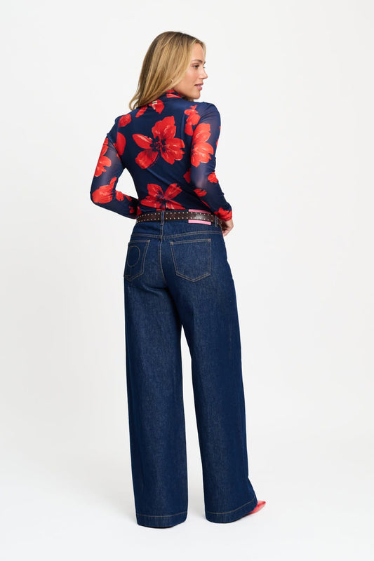 POM Amsterdam Turtlenecks TURTLENECK - Romi Mesh Bloom Rouge