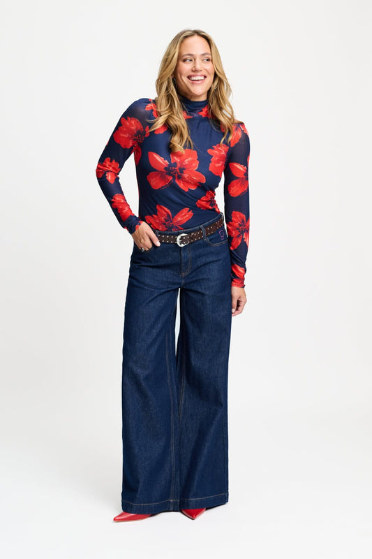 POM Amsterdam Turtlenecks TURTLENECK - Romi Mesh Bloom Rouge