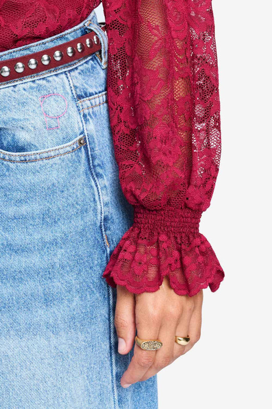 POM Amsterdam Turtlenecks TURTLENECK - Ruby Lace Burgundy Red
