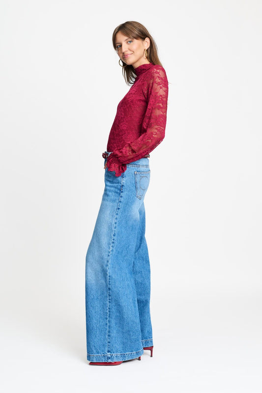 POM Amsterdam Turtlenecks TURTLENECK - Ruby Lace Burgundy Red