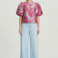 TOP - Urban Flora Blue Jacquard